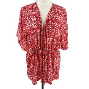 Valentines VICTORIA'S SECRET Red Hearts Short Robe Romantic Flowy Drapey Flounce
